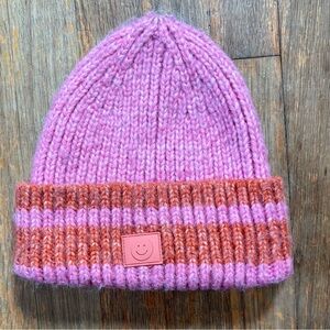 No Boundaries Women's Pink & Orange Knit Beanie Hat ~ one size